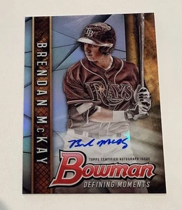 2017 Bowman Draft BRENDAN MCKAY Chrome Defining Moments Auto Card 90/99 Rays - Picture 1 of 2