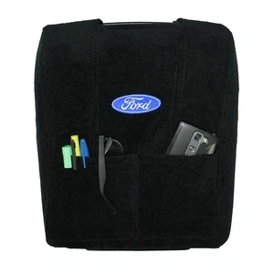 Black Terry Velour Console Cover fit for 21-24 F-150 w/Bucket Seats [Ford Logo] - Bild 1 von 3
