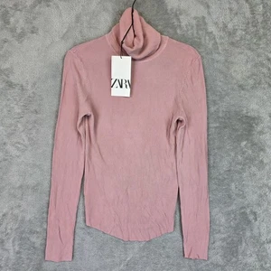 ZARA Rollkragen Pullover Damen klein rosa Rippstrick Langarm 3471/201/620 - Bild 1 von 11
