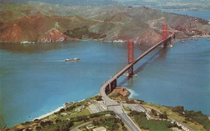 Aerial View Golden Gate Bridge California Vintage CA Postcard - Picture 1 of 2