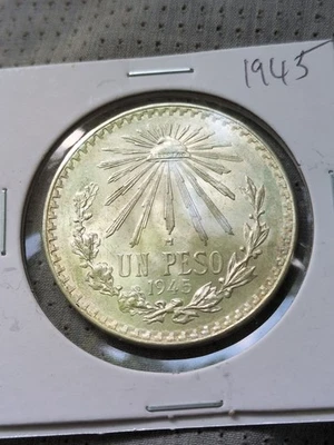 Moneda México 1 Peso 1945 .720 Plata, Un Peso Plata .720 Escaso. Foto 1 de 4