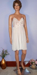 Lacy & Lovely Morgan Taylor Intimates White w Pink Ribbon Baby Doll Nighty, M - Picture 1 of 9