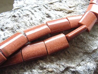 1 x Strang Goldfluss ovales Rechteck 26x18x8mm ohne Verschluss Perlen 1061-1E - Bild 1 von 2