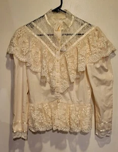 Gunne Sax Jessica Mcclintock Blouse Size 9 Western Glam Cottagecore 80s Vintage - Picture 1 of 7