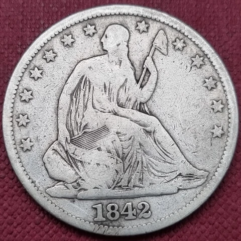 1842 Seated Liberty Half Dollar 50c Nicely Circulated #56956 Cover