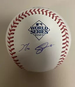 TEXAS RANGERS MAX SCHERZER signed INSCRIBED 2023 WORLD SERIES BASEBALL FANATICS - Picture 1 of 2