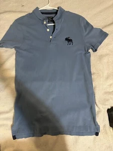Original Abercrombie And Fitch Large Moose Logo Grey/Navy XS Athletic Polo - Picture 1 of 6