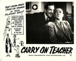 Carry on Teacher Original Lobby Card Ted Ray Kenneth Connor smiling talking 1959