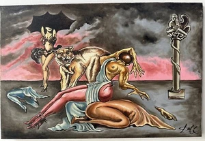 SALVADOR DALÍ OIL ON CANVAS SIGNED AND SEALED MEASURES 40CM X 60CM - Picture 1 of 6
