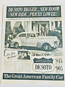 1939 De Soto Print Ad Classic 1930s Cars The Great American Family Car 10.5 x 13 - Picture 1 of 2