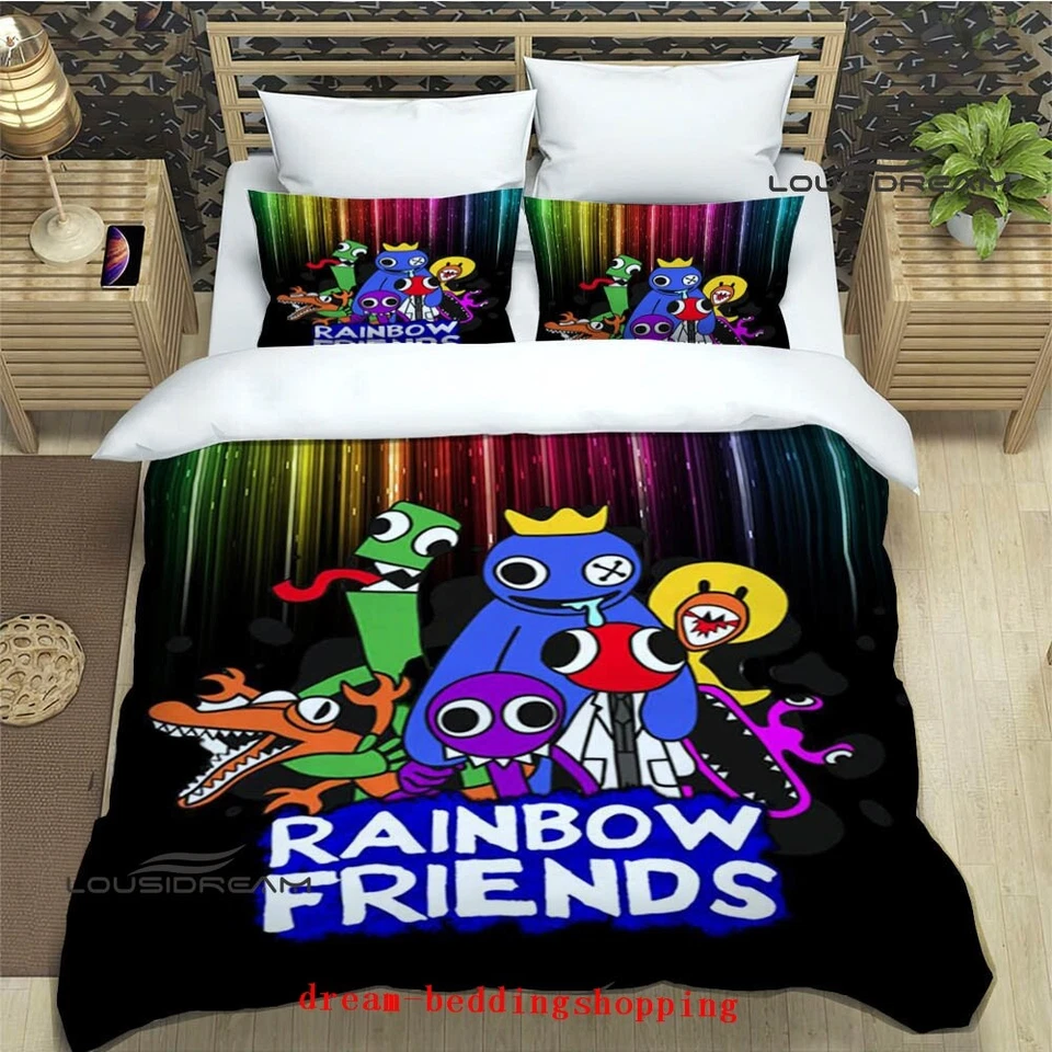 Rainbow Friends Duvet Cover Pillowcases Single Double King Bedding Set Xmas Gift - Image 1 of 1