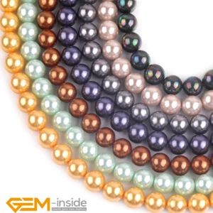 10mm Freshwater Pearl Rainbow Shell Loose Beads For Jewellery Making Strand 15" - Picture 1 of 67