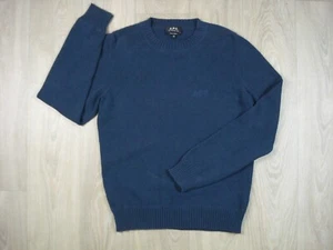 APC - Women’s Blue Cotton Sweater Size XS Knitted Crew Neck Lightweight Logo VGC - Picture 1 of 18
