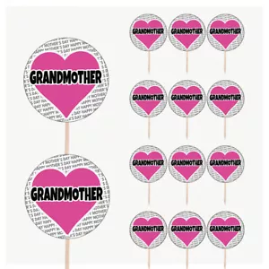Mothers Day Grandmother Cupcakes Cake Food Decorations Picks Toppers (14 Pack) - Picture 1 of 3