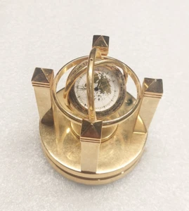 Vintage Benchmark Galileo Gimbal Gyroscope Desk Clock Brass Needs New Battery - Picture 1 of 3
