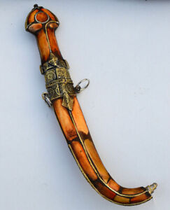 Antique Moroccan Handmade Vintage Dagger Knife Bone-Bronze islamic Arabic Sword