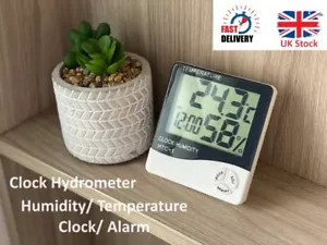 Digital LCD Thermometer Home Hygrometer Humidity Meter Indoor Temperature Clock - Picture 1 of 10