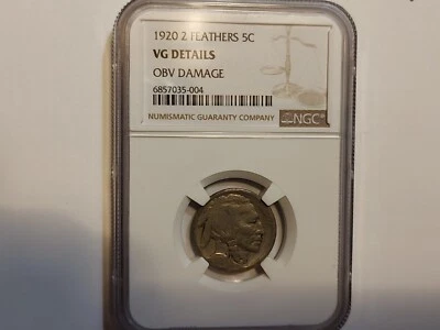 1920 2 Feathers Buffalo Nickel Vg NGC - Image 1 of 3
