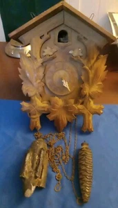 Vintage Japanese Wood Cuckoo Clock For Parts/Repairs Free Shipping - Picture 1 of 11