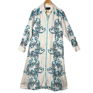 Cynthia Rowley Floral 100% Silk Midi Shirt Dress Women S Flowy Button Front - Picture 1 of 17
