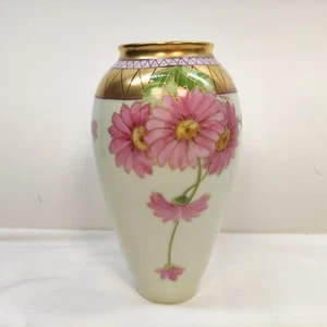 Rare- Beautiful Pickard Hand Painted Pink Daisies By Signed Tolley. Vase 7" - Picture 1 of 21