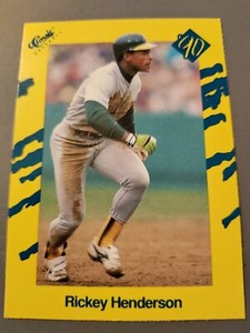 1990 CLASSIC YELLOW # T27  RICKEY HENDERSON , OAKLAND A'S 