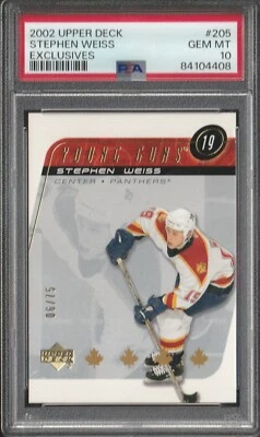 Stephen Weiss - 2002 Young Guns Exclusives /75 Rookie Card #205 PSA 10! POP 1! - Image 1 of 2