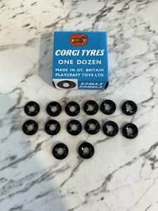 12 X Corgi Replacement Tyres Brand New Play Raft Toys 12.7mm No 1453 Mini Cars - Picture 1 of 5