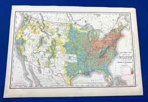 1898 Density of Population Map United States - Rand McNally 21.5" x 14.5" - Picture 1 of 24