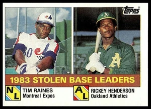Stolen Base Leaders 1983 (Tim Raines/Rickey Henderson) 1984 Topps #134 - Imagen 1 de 2