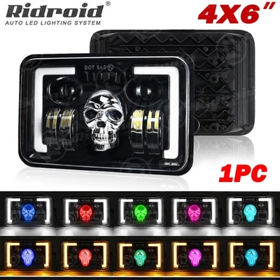 1PCS 4x6" LED Headlight Hi-Lo Turn DRL Angel Eyes for 1977-1994 Vintage Mercury Foto 1 de 4