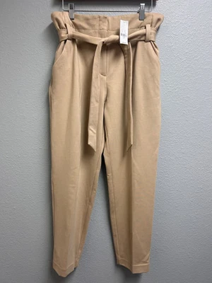 NY&co paper bag waist cropped pants women’s 10 beige khaki  - Image 1 of 4