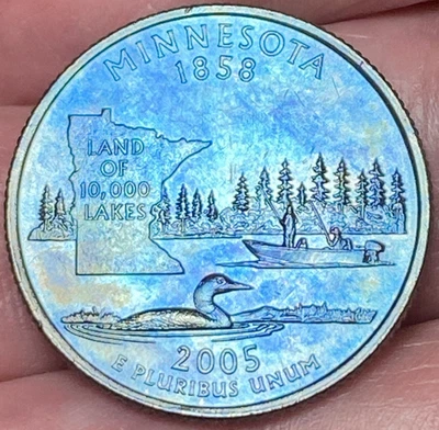 2005-P Minnesota State Quarter Beautiful Lustrous Blue Toned Coin  #27 - Image 1 of 4