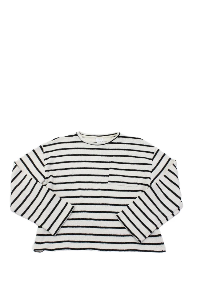 Top tejido a rayas con cuello redondo manga larga blanco talla 11-12 de Zara para niñas Foto 1 de 3