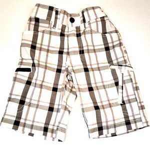 Lee Dungarees Boys Sz 4 Grafton Quick Dry Cargo Shorts White Plaid - Picture 1 of 9
