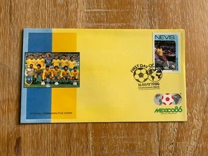 NEVIS 1986 FDC WORLD CUP FOOTBALL BRAZIL & SQUAD - Picture 1 of 1