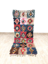 Vintage Moroccan Berber Shag Rug 3x7 Colorful Geometric Runner Rug Tribal Carpet