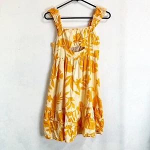 Zara Girls 13-14 Floral Summer Flowy Orange Dress Open Back Peplum - Picture 1 of 11