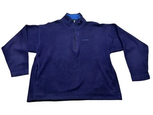 VTG Patagonia Men Medium Long Sleeve Sweater Jumper Pullover 1/4 Zip Blue Casual - Picture 1 of 9