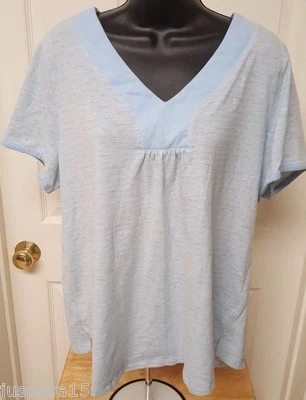 Camisa para dormir Croft & Barrow para mujer talla 1X azul gris a rayas Foto 1 de 4