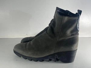 Arche Women's Shoes Size 6/40 Used Grey Leather Zip Up Wedge Heel Boots -B233 - Picture 1 of 7