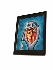 Signed Framed w/o Glass Textured Abstract Art Painting - Picture 1 of 12