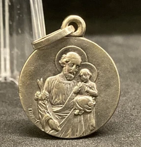 FRANCIA 1940 ́ VIEJO SAN JOSÉ Y NIÑO JESÚS - ¡PRECIOSO COLGANTE ÁNGEL DE LA GUARDA! - Imagen 1 de 11