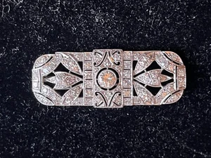 2.28ct diamond and platinum pierced rectangular brooch c1930 44mm x 17mm - Picture 1 of 4