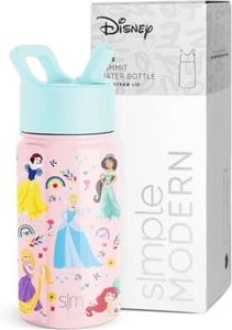 Disney Princess Kids Water Bottle with Straw Lid, 14oz Insulated Stainless Steel - Picture 1 of 6