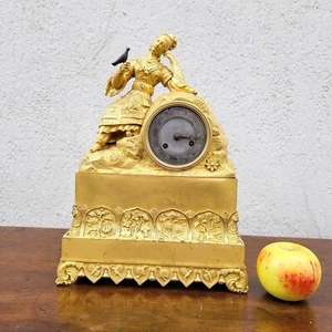 Pendule En Bronze Doré, Chinoise à l'Oiseau, XIXème Siècle - Picture 1 of 15