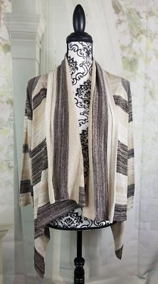 Charter Club womens open front cardigan stripe print size small 3/4 sleeves bb01 - Image 1 of 4