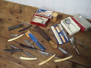 Vintage Antique Cut Throat Razors Invicta German Bengal Germany Strop Clippers - Picture 1 of 13
