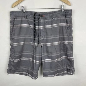 O'Neill Hybrid Shorts Mens 38 Gray Striped Board Shorts Flat Front Walkshorts - Picture 1 of 6