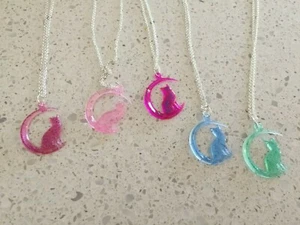 Cat Moon Resin Necklace Handmade - Picture 1 of 17